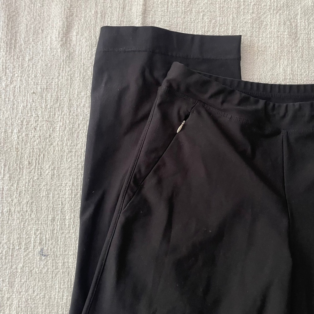 Lucy Black Wide Leg Activewear Pants Women S Short Zipper Pockets Stretch - Picture 4 of 10